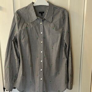 Talbots Black and White Checkered Blouse
